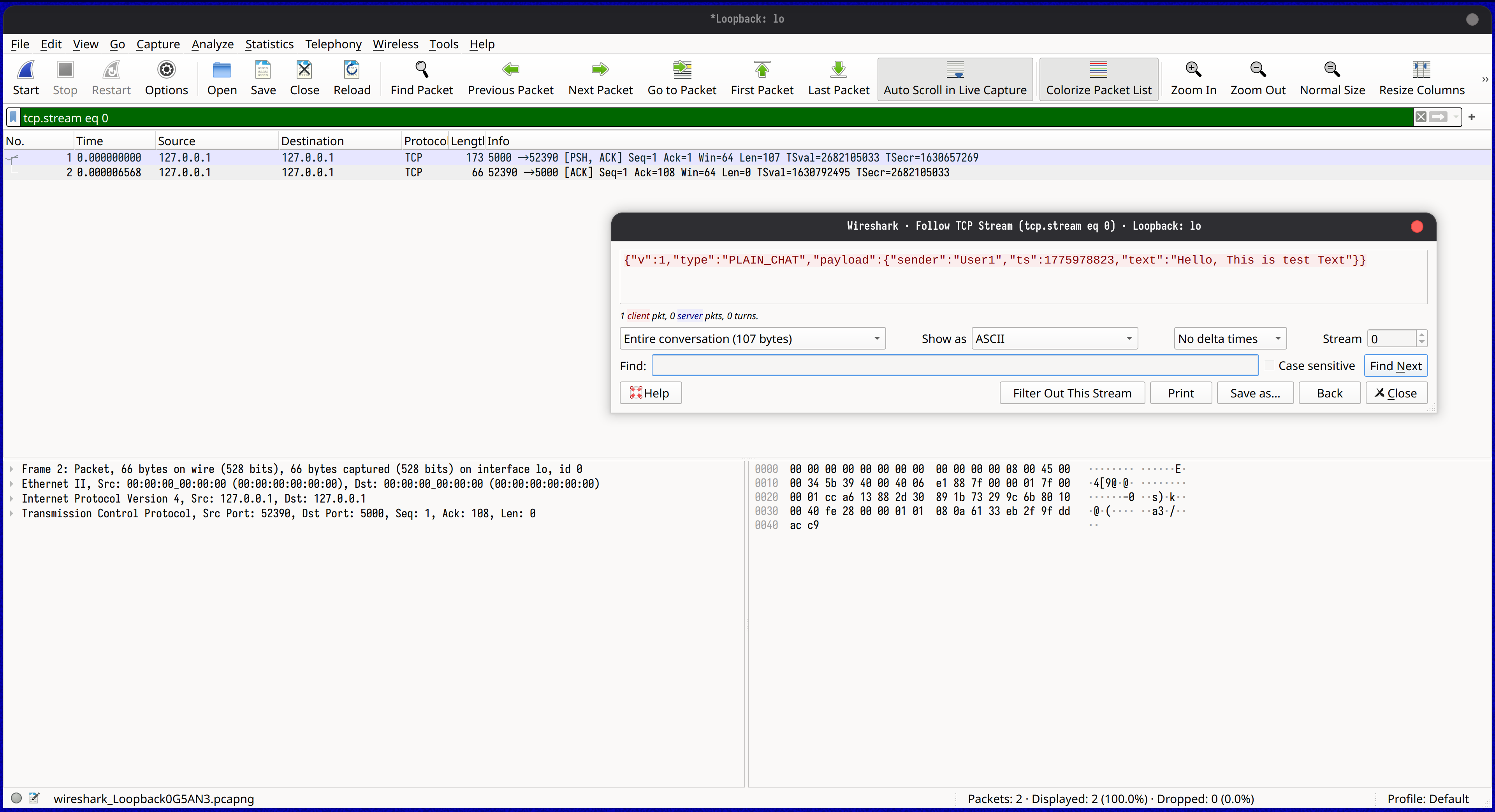 Wireshark — cleartext capture