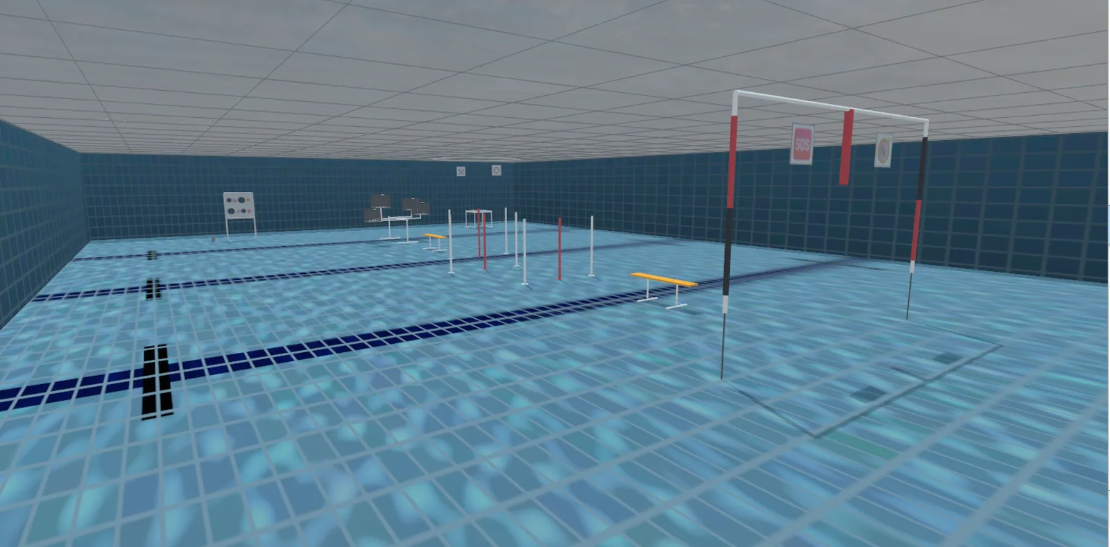 The gate and the slalom poles from the start of the course